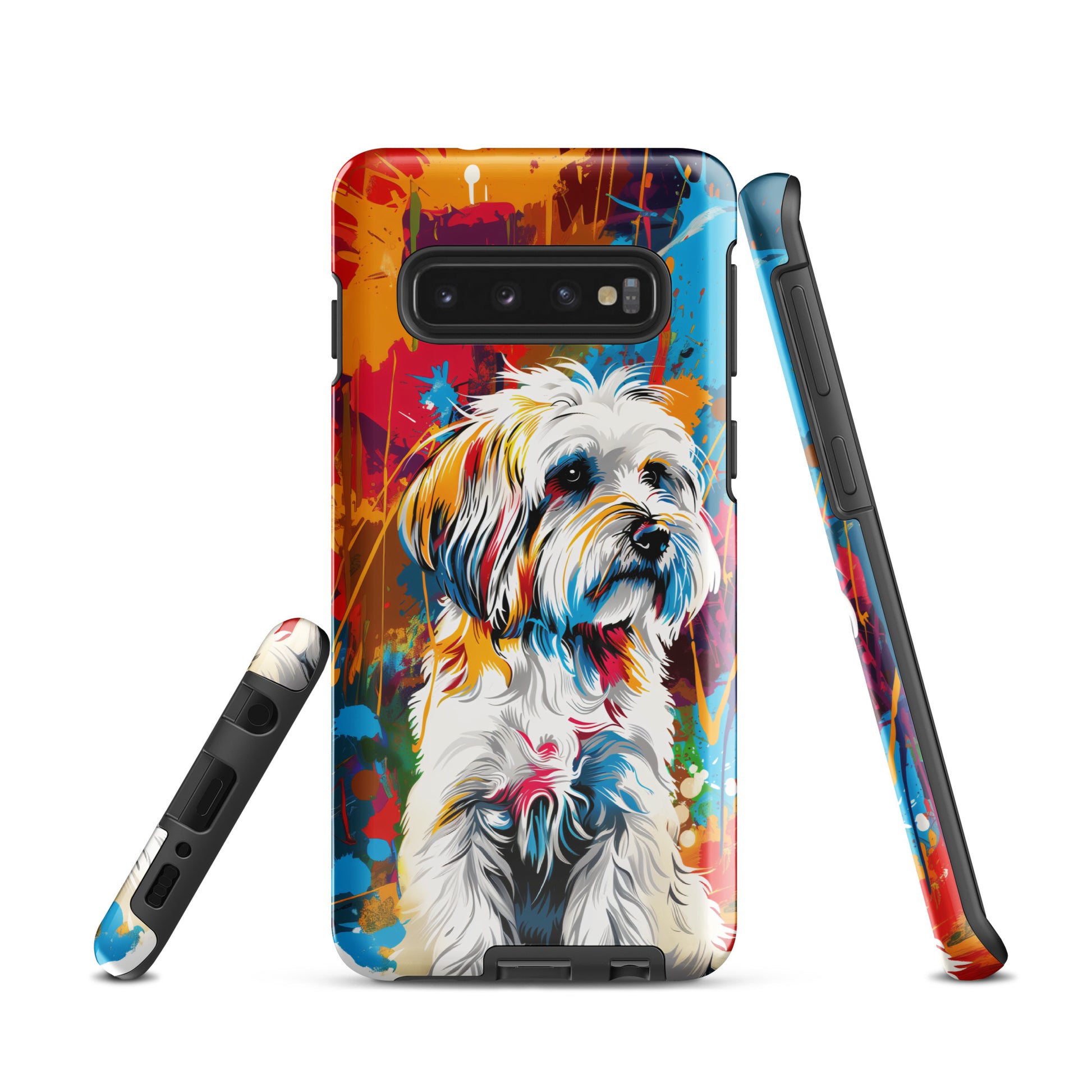 A Coton De Tulear dog featured in Vibrant Splatter Art