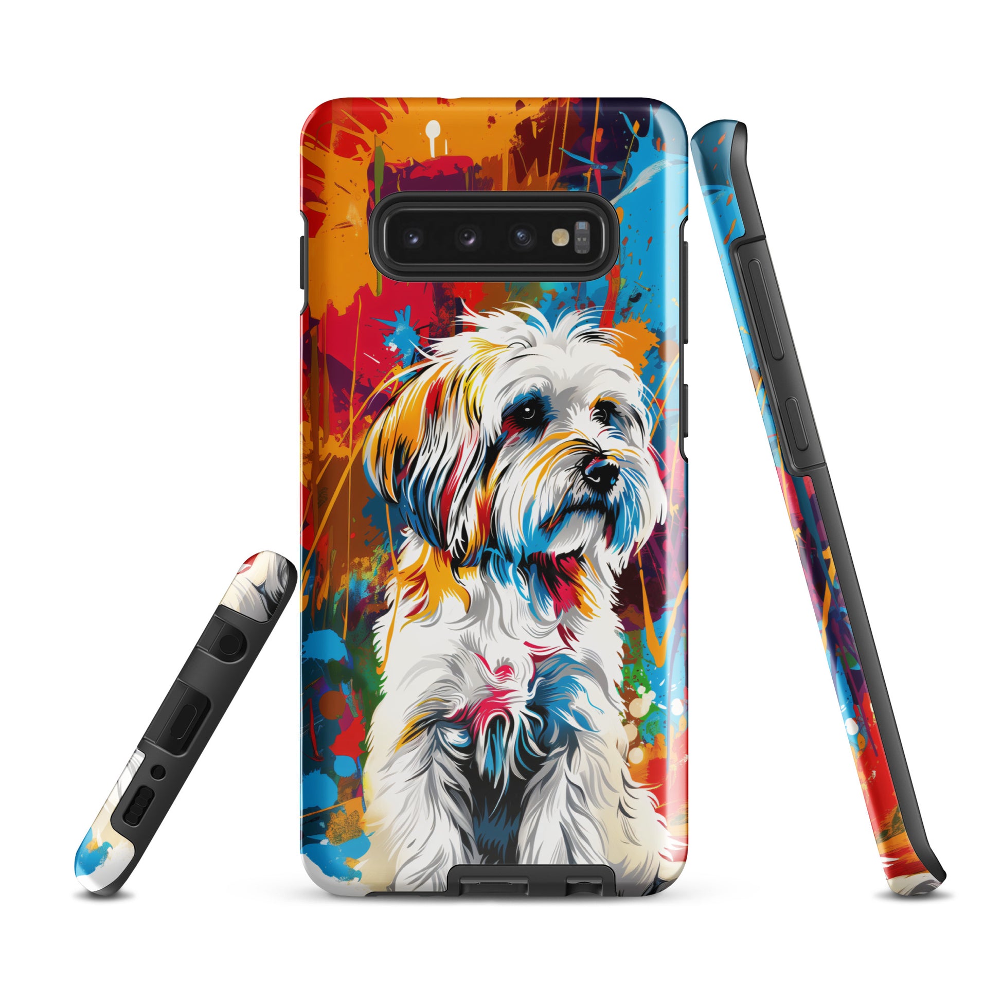 A Coton De Tulear dog featured in Vibrant Splatter Art