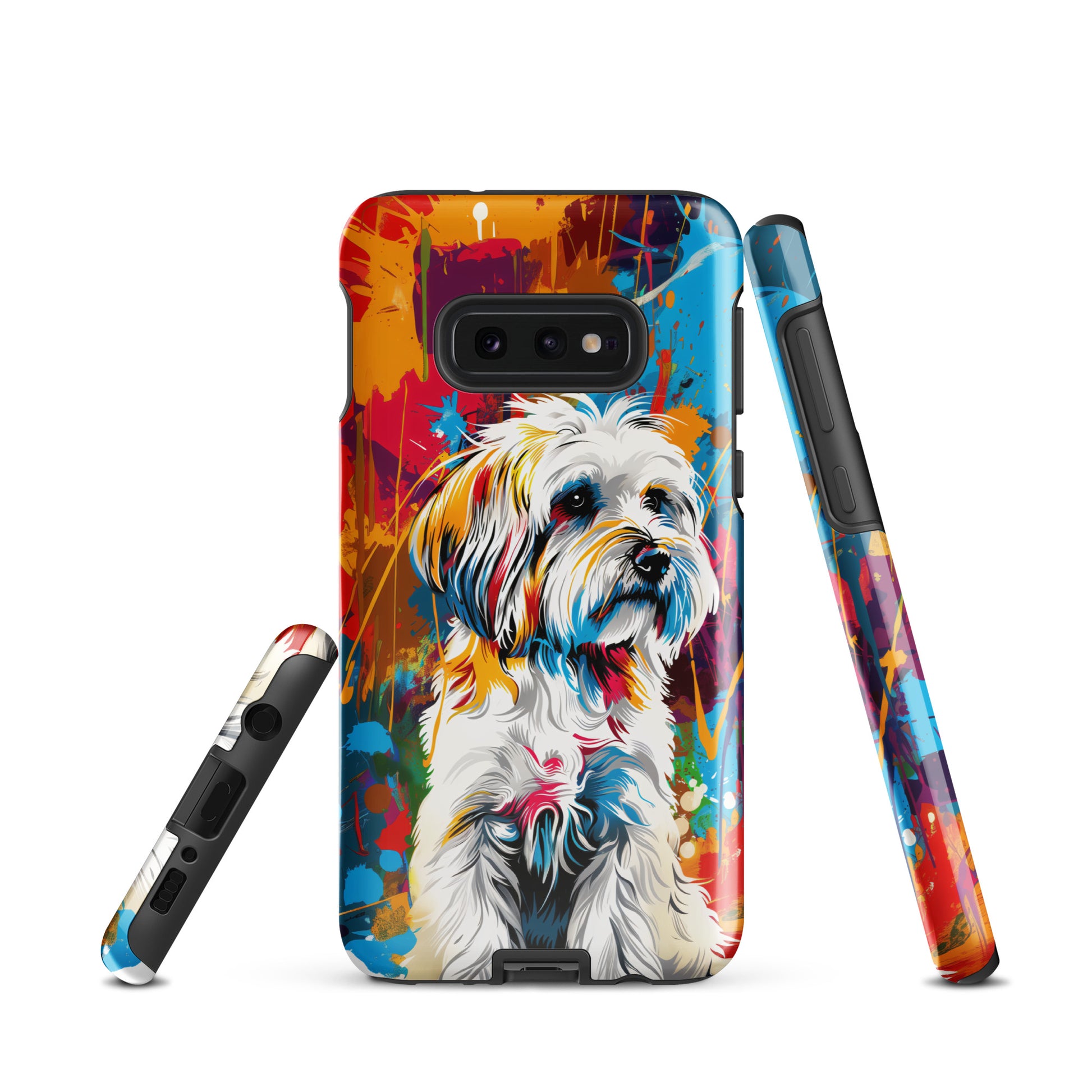 A Coton De Tulear dog featured in Vibrant Splatter Art