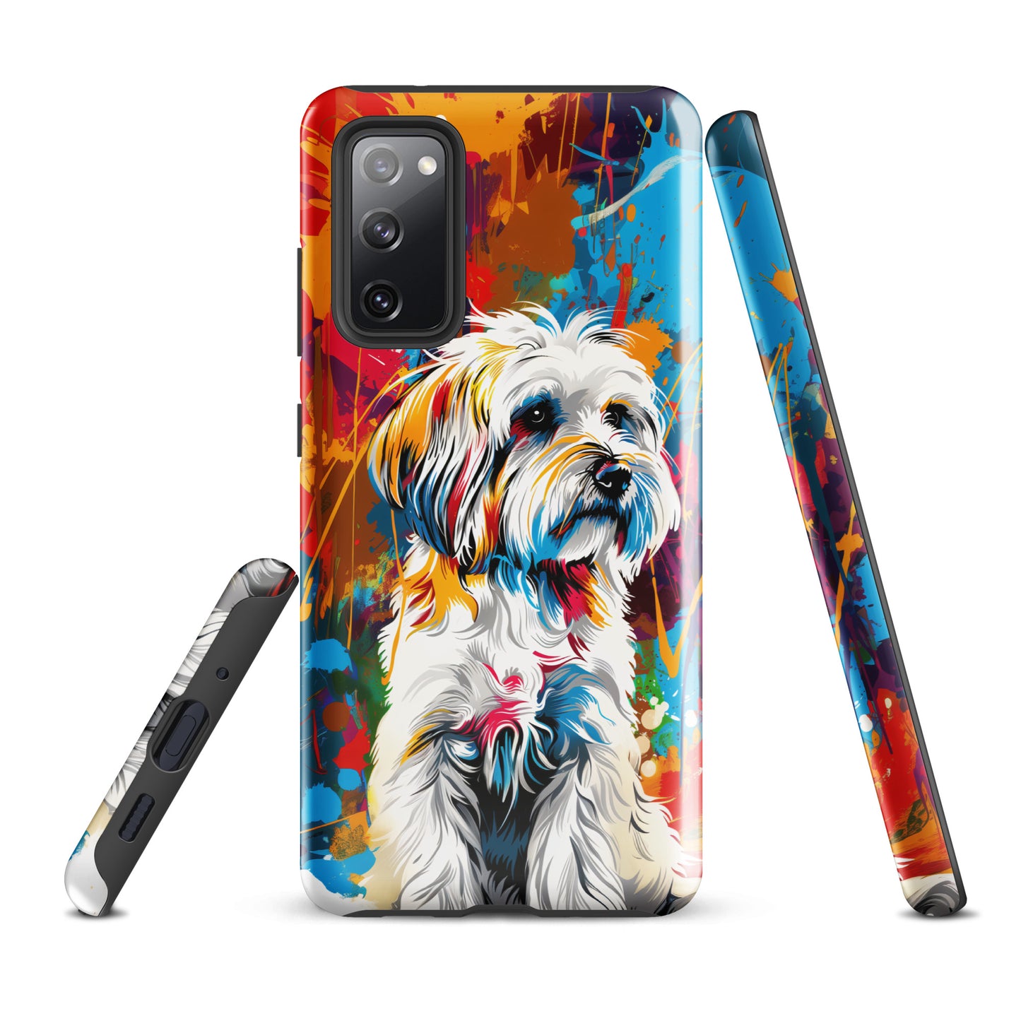 A Coton De Tulear dog featured in Vibrant Splatter Art