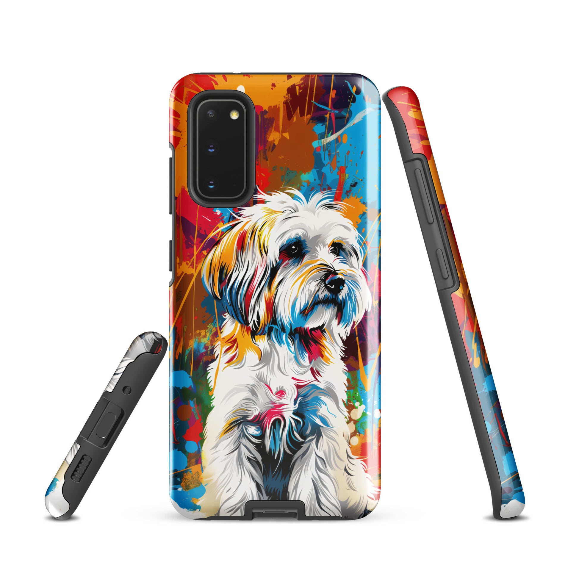 A Coton De Tulear dog featured in Vibrant Splatter Art