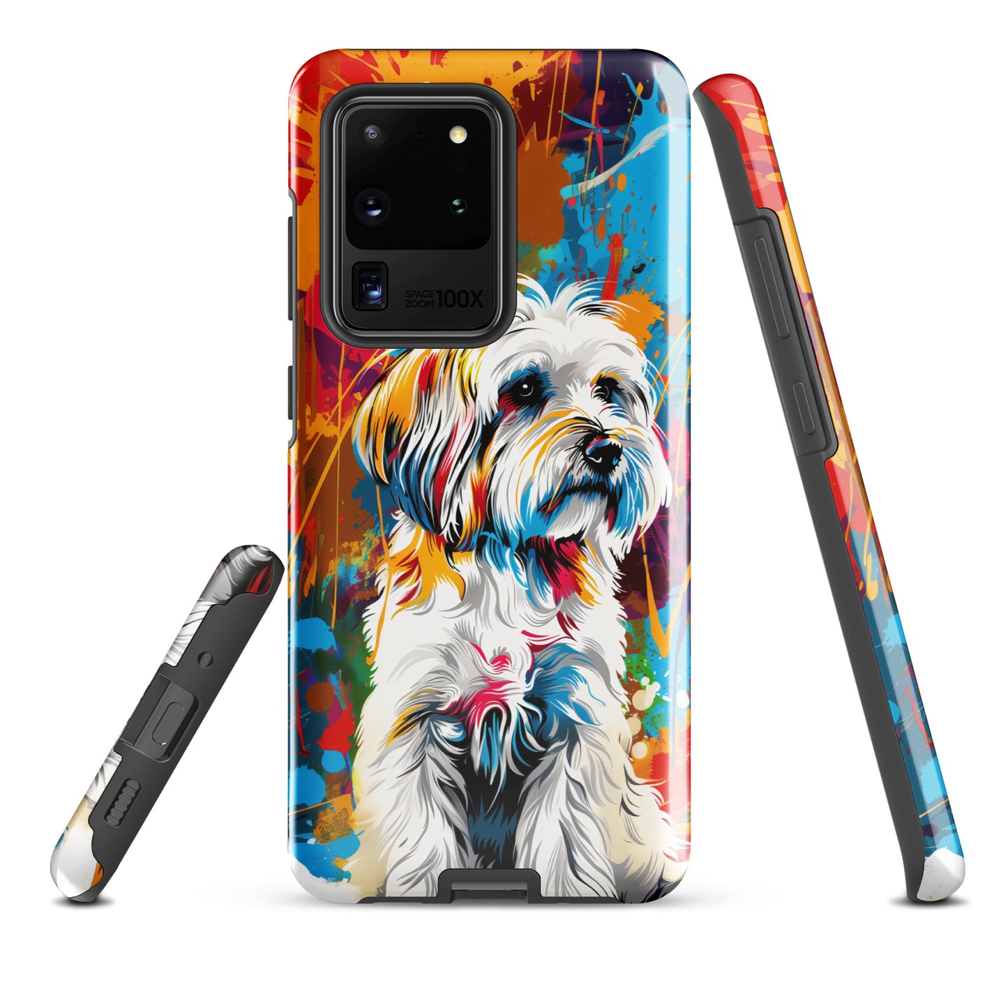 A Coton De Tulear dog featured in Vibrant Splatter Art