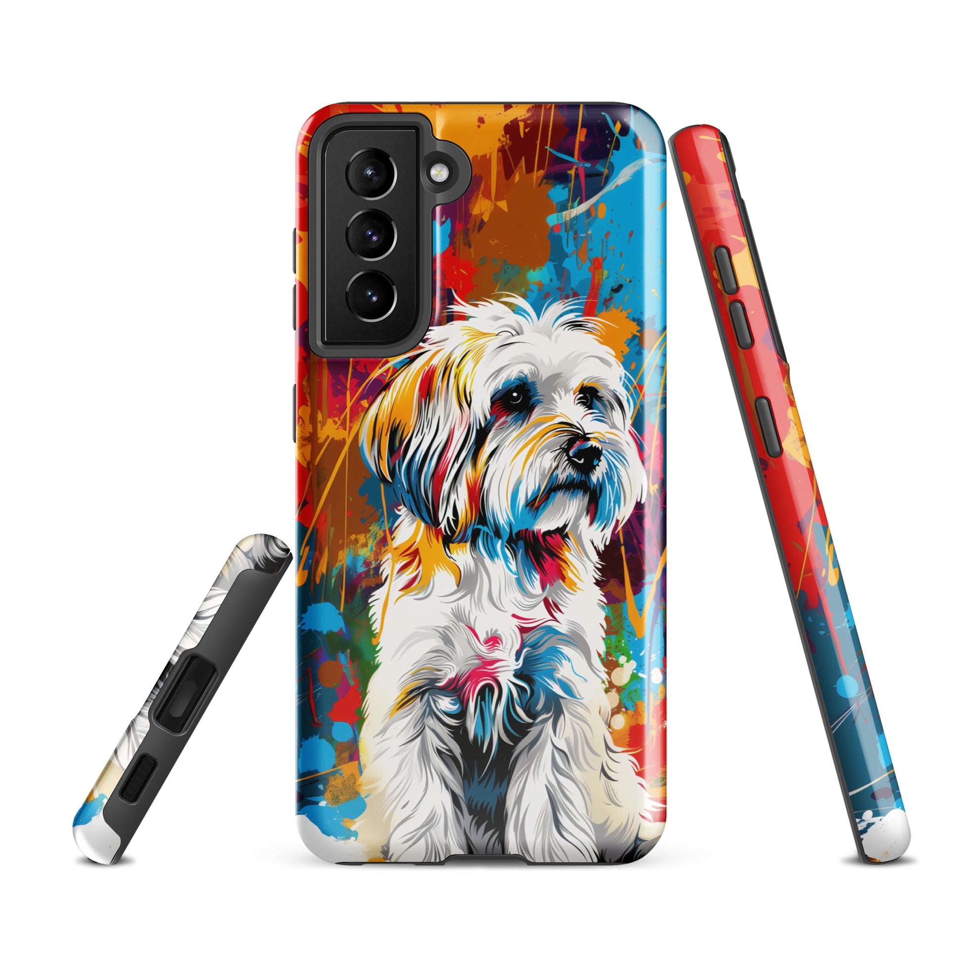 A Coton De Tulear dog featured in Vibrant Splatter Art