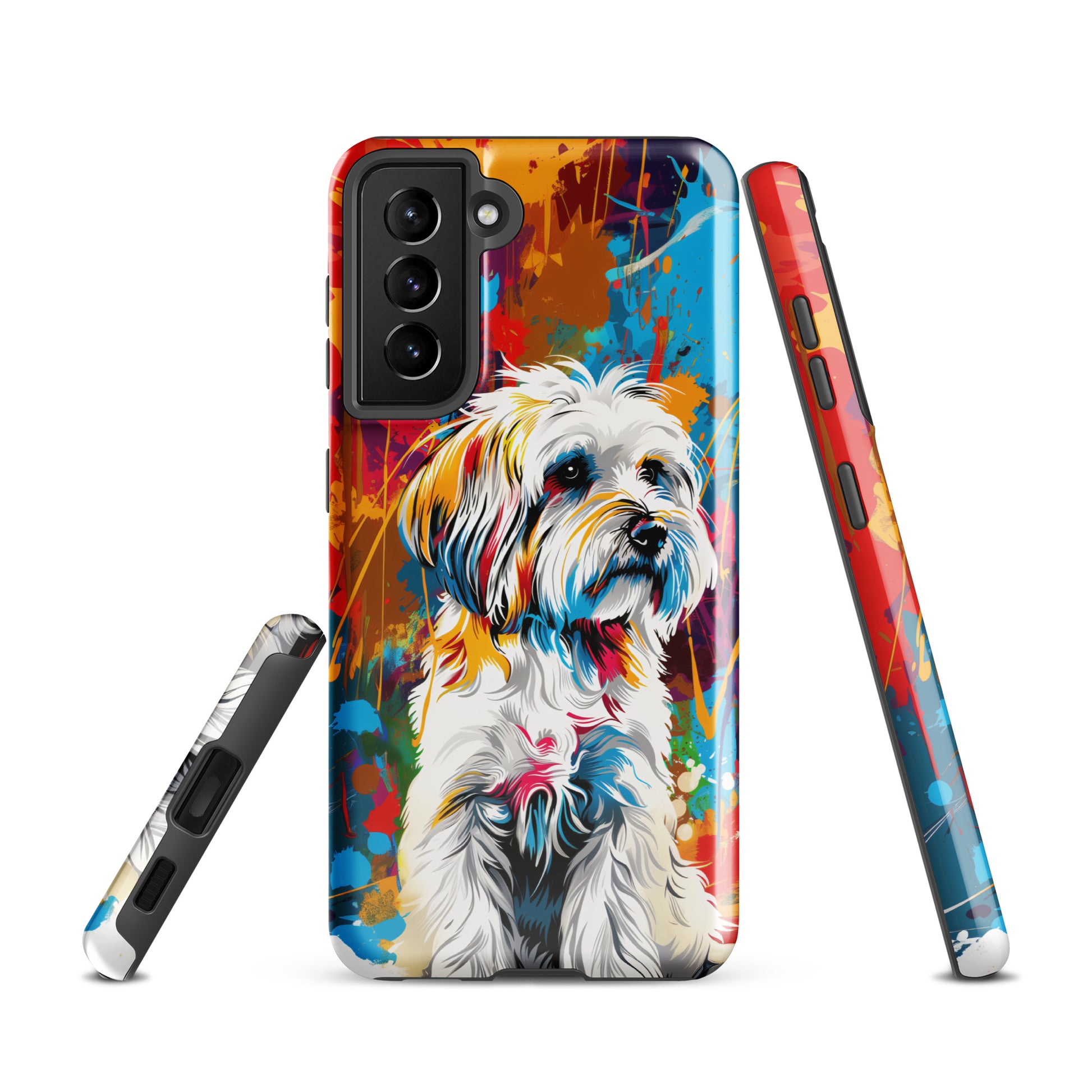 A Coton De Tulear dog featured in Vibrant Splatter Art