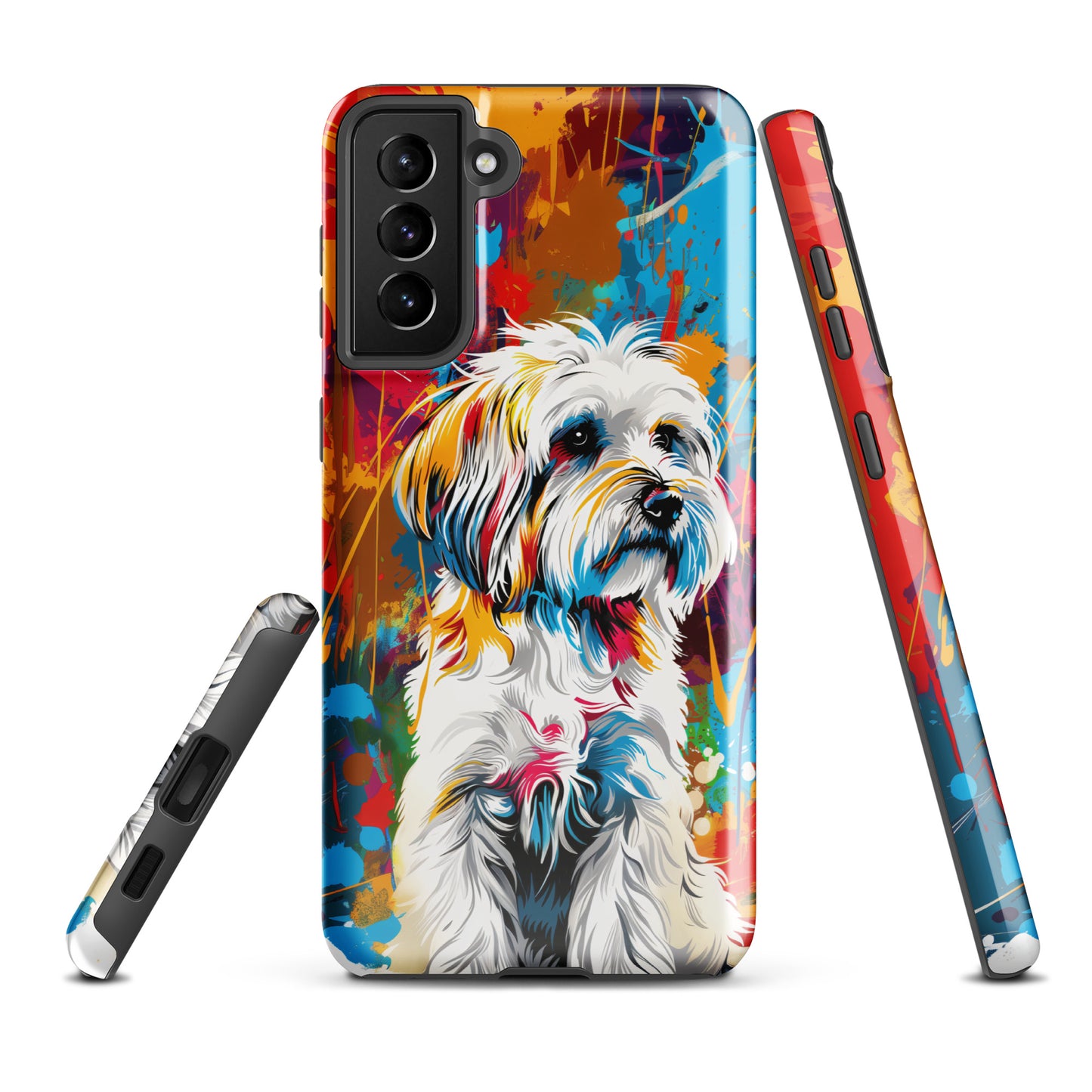 A Coton De Tulear dog featured in Vibrant Splatter Art