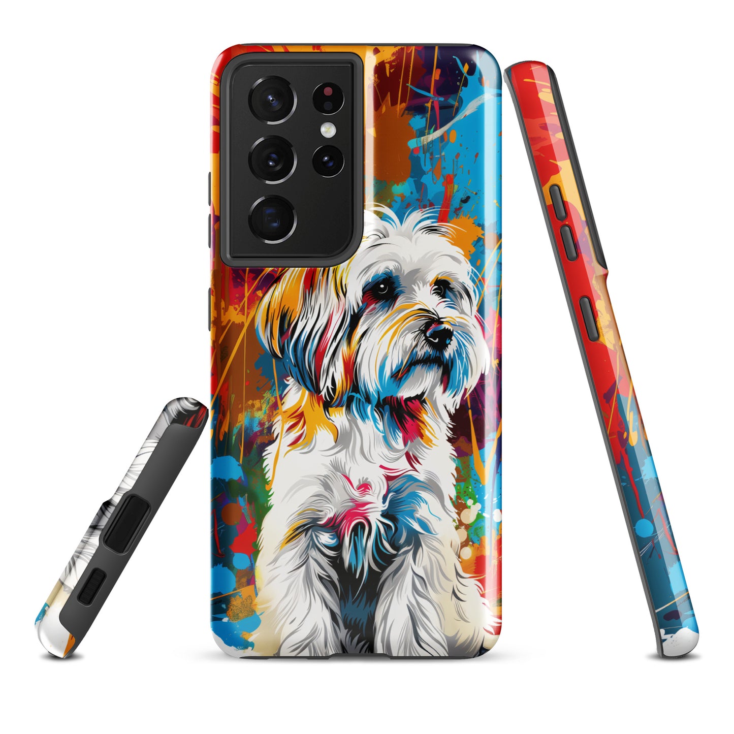 A Coton De Tulear dog featured in Vibrant Splatter Art