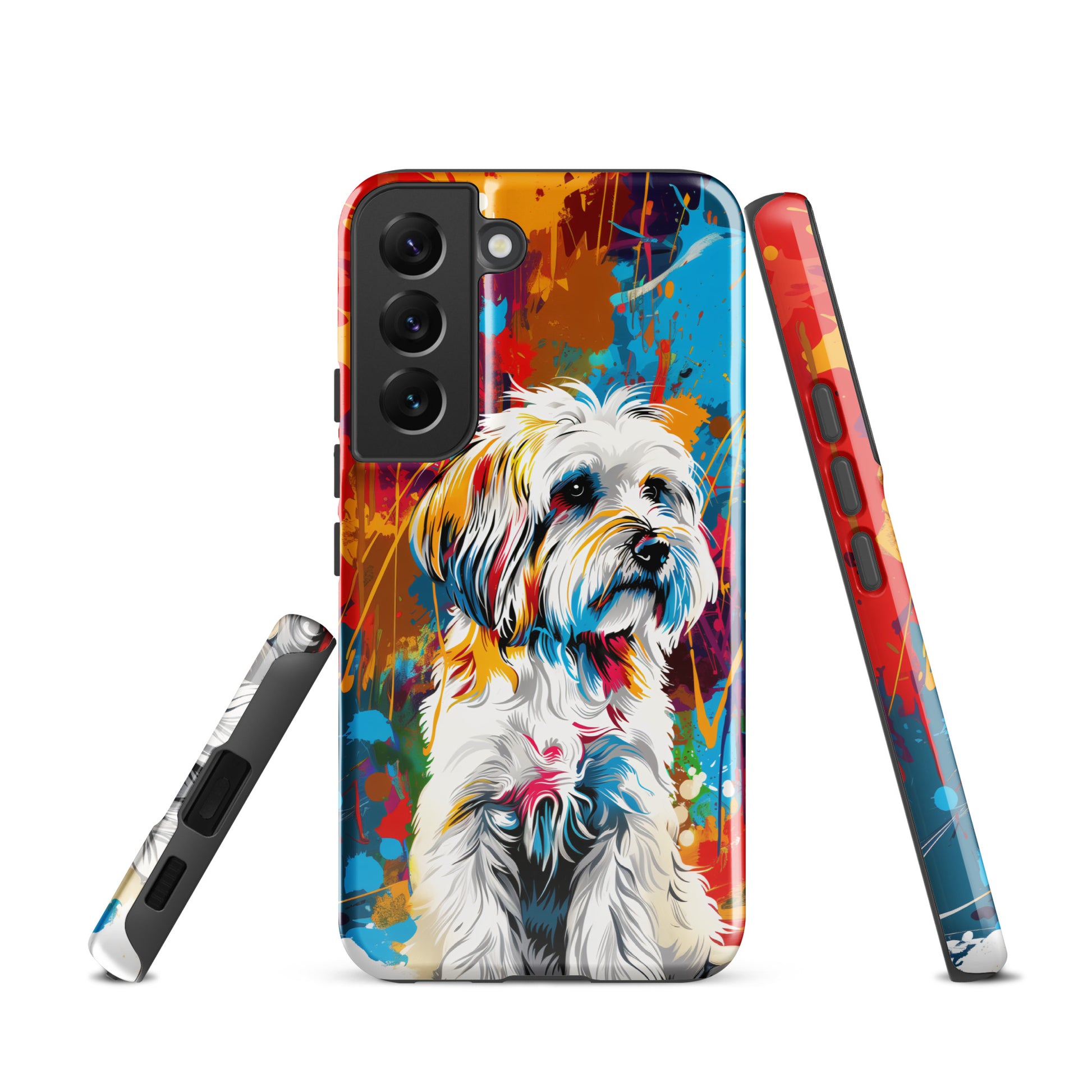 A Coton De Tulear dog featured in Vibrant Splatter Art