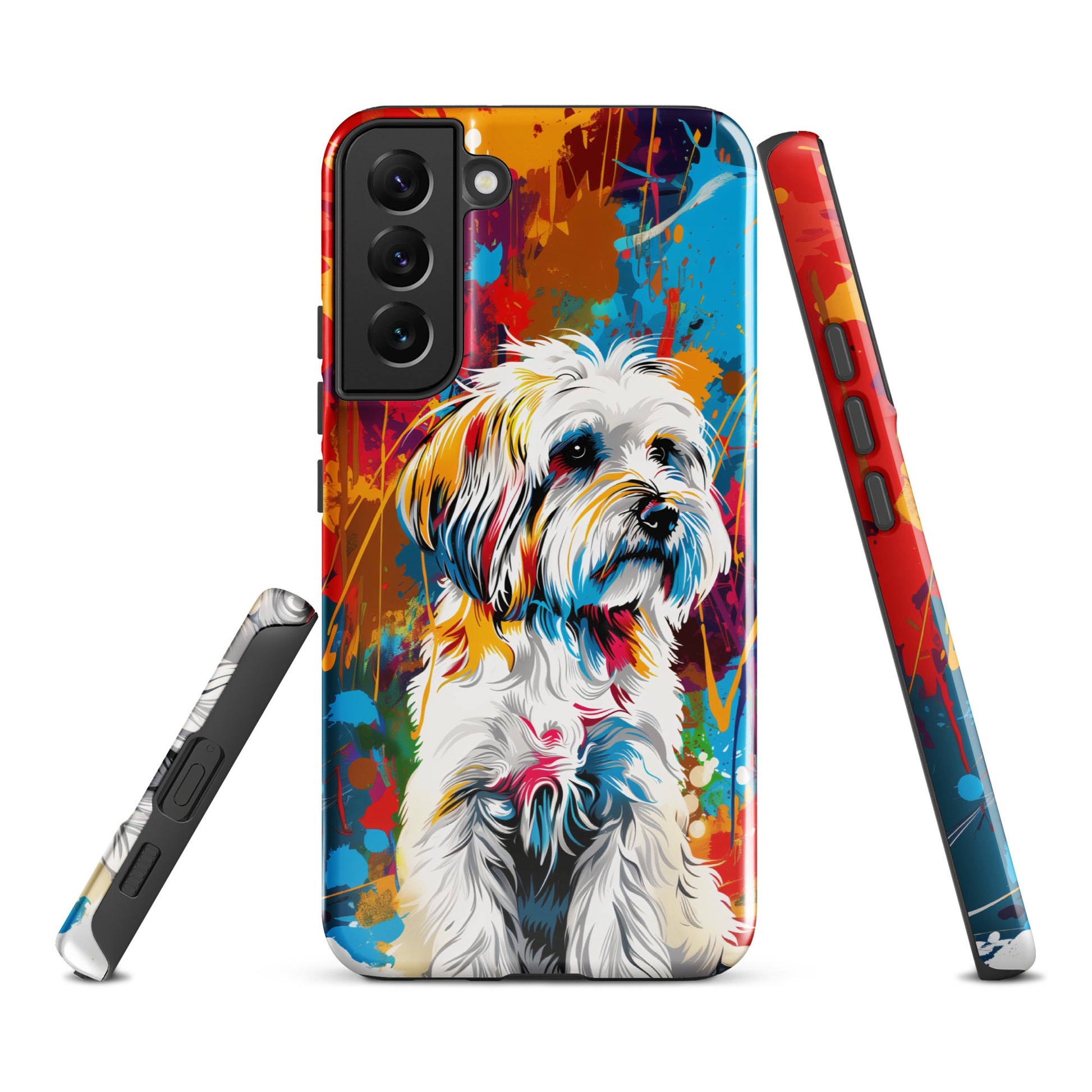 A Coton De Tulear dog featured in Vibrant Splatter Art