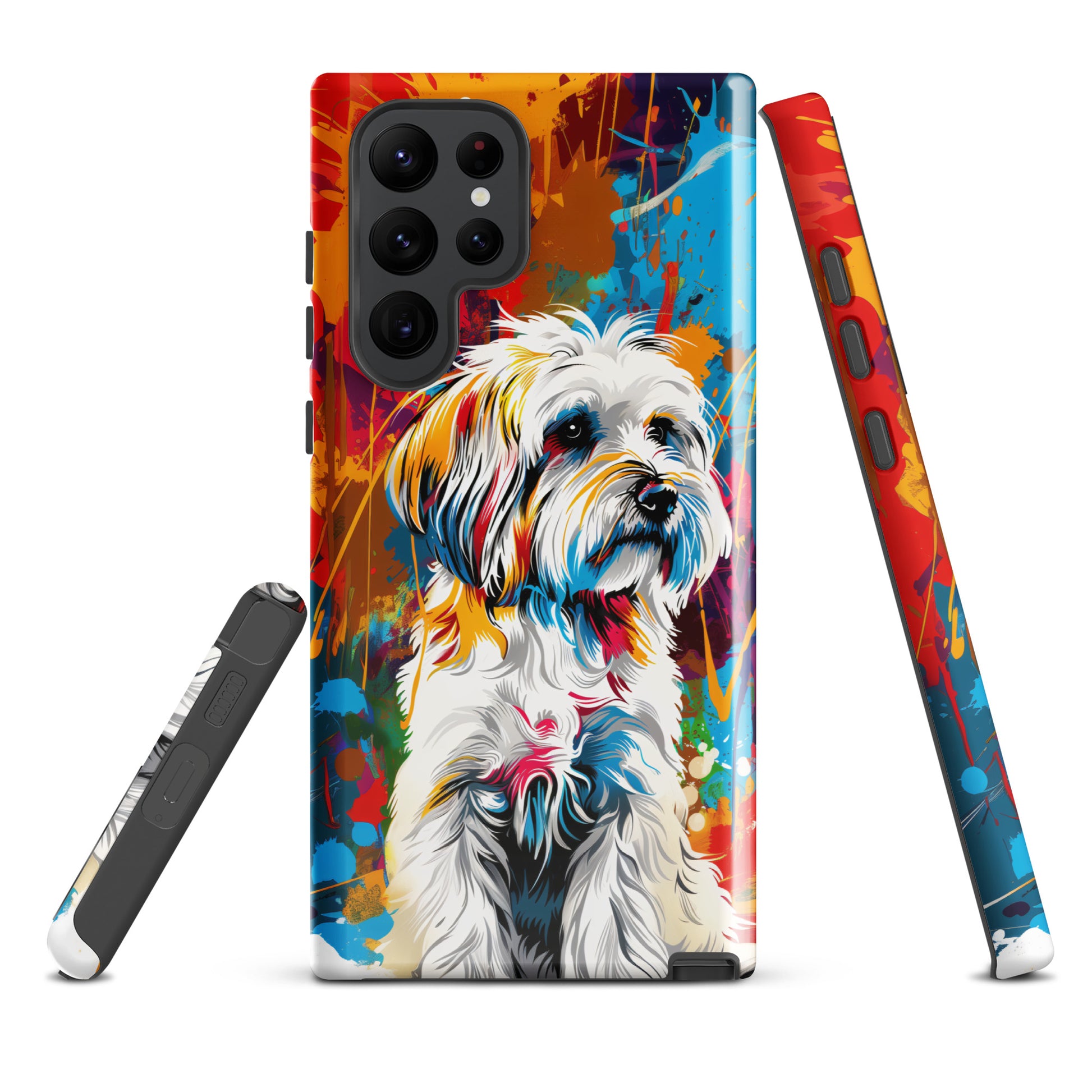 A Coton De Tulear dog featured in Vibrant Splatter Art