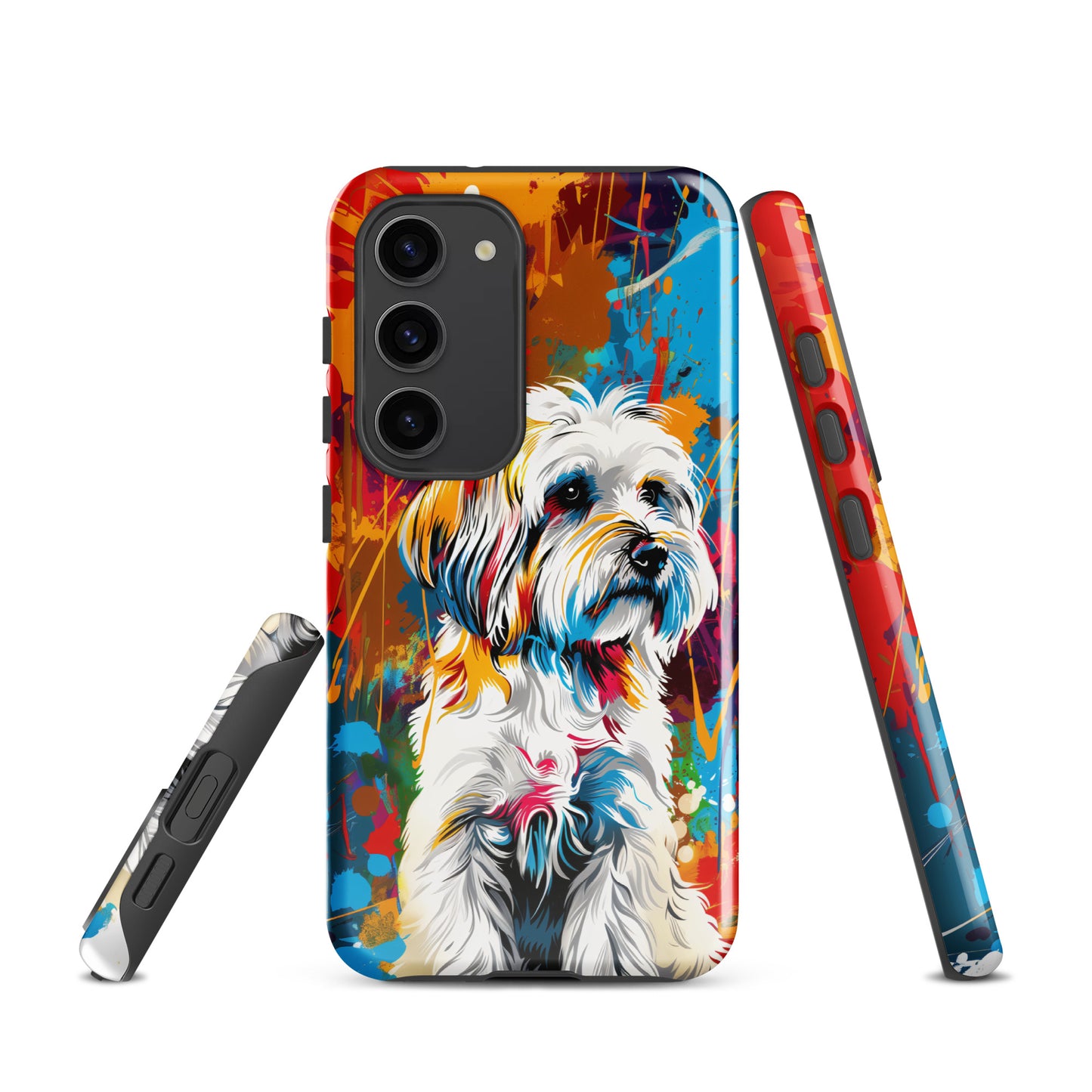 A Coton De Tulear dog featured in Vibrant Splatter Art