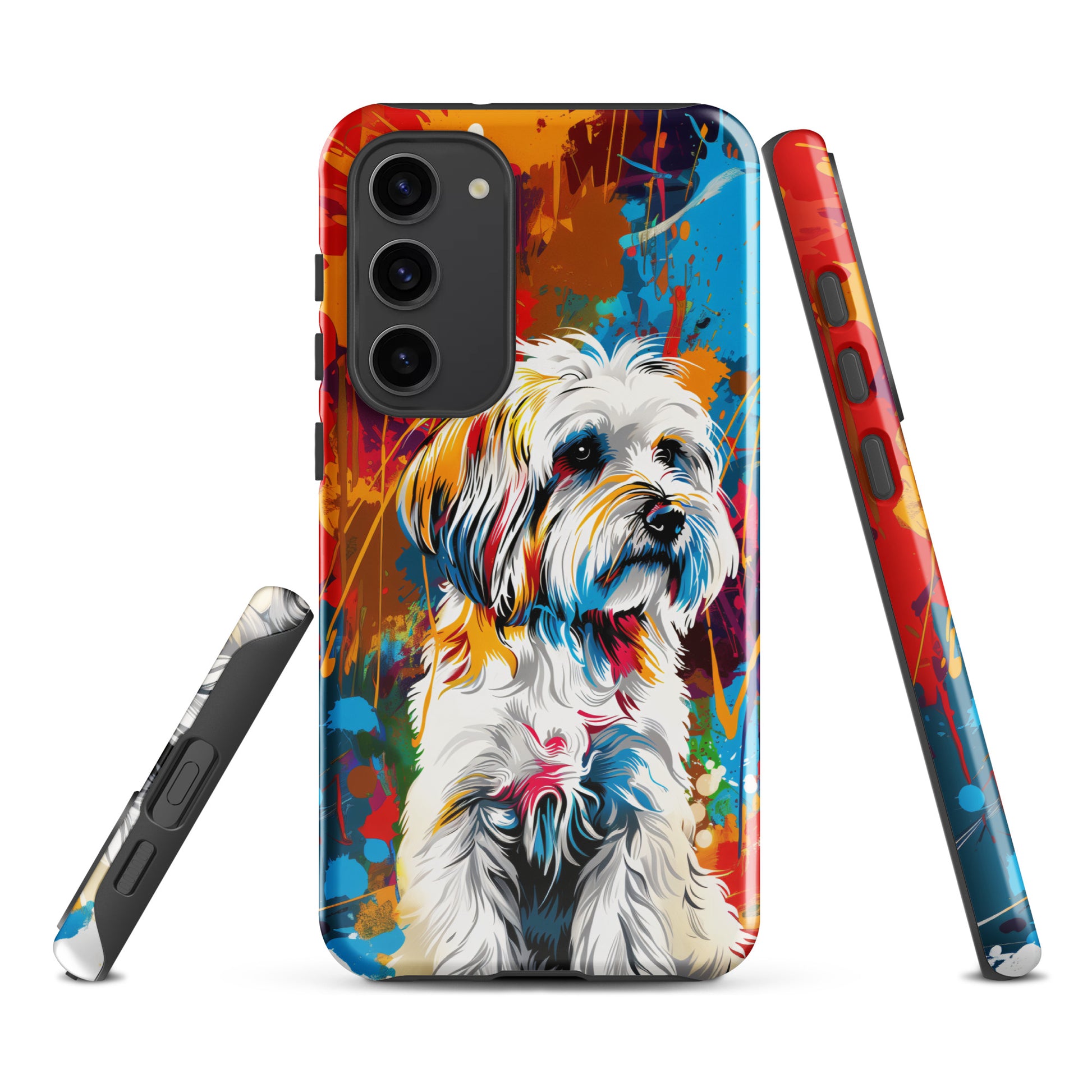 A Coton De Tulear dog featured in Vibrant Splatter Art