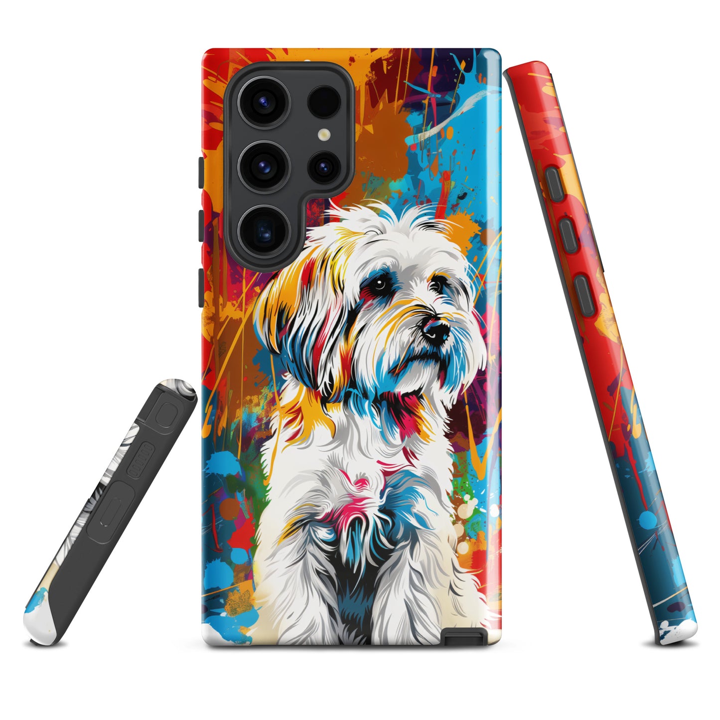 A Coton De Tulear dog featured in Vibrant Splatter Art