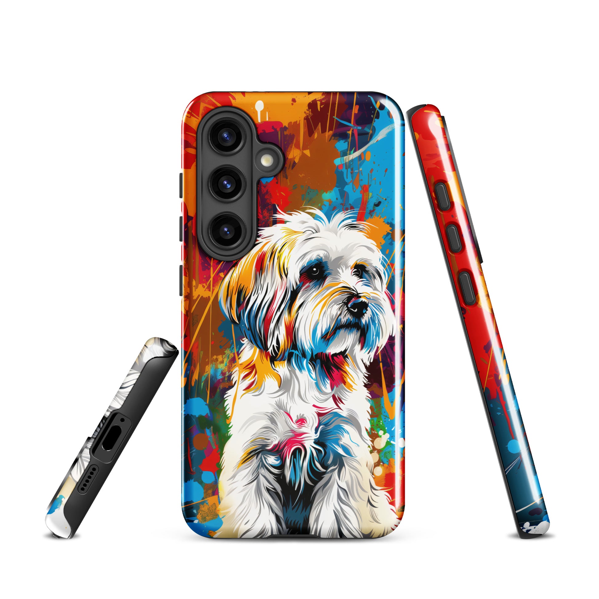 A Coton De Tulear dog featured in Vibrant Splatter Art