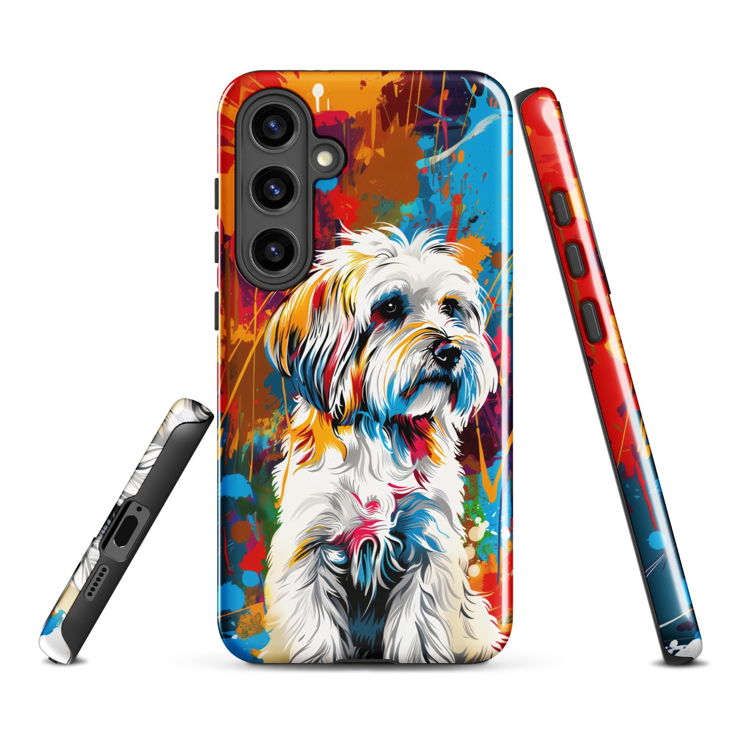 A Coton De Tulear dog featured in Vibrant Splatter Art