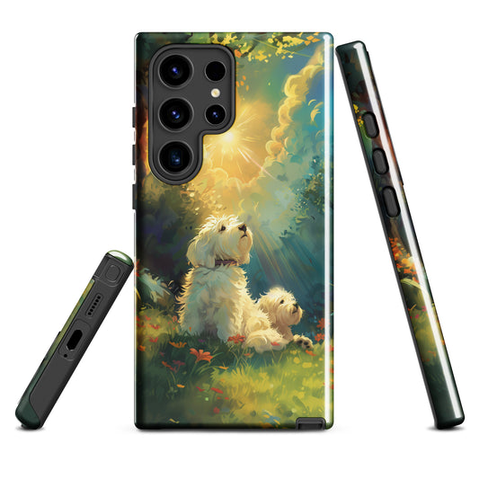 Golden Hour Frolic: Coton de Tulear Meadow Tough Samsung Galaxy Phone Case